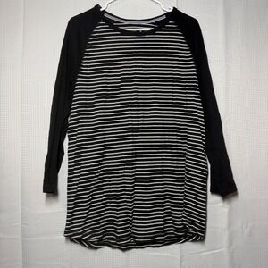 Express Raglan Baseball Tee XL Black White Striped Jersey Long Sleeve